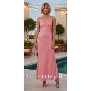 Anthropologie Sequin Scoop-Neck Cutout Dress Small pink NWT